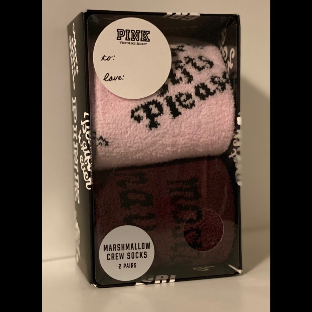 VS PINK MARSHMALLOW CREW COZY SOCKS